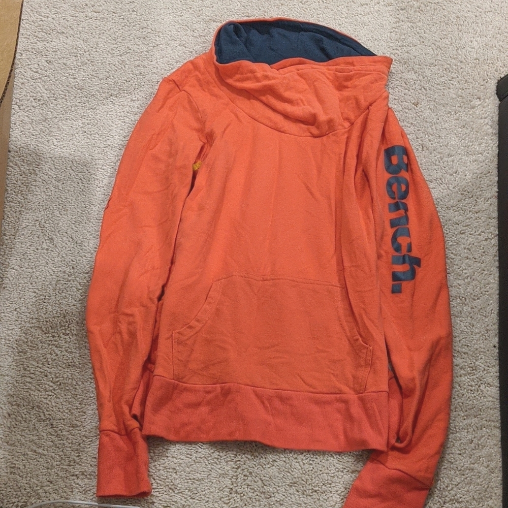 Bench Orange Cowl Neck Sweatshirt with Navy Blue Accents